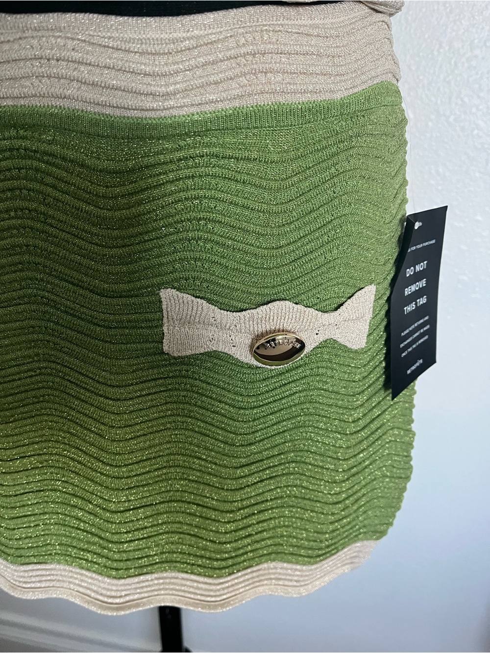 Retrofete Green Mini Knit Two-Piece with Cream Trim - Picture 8 of 10
